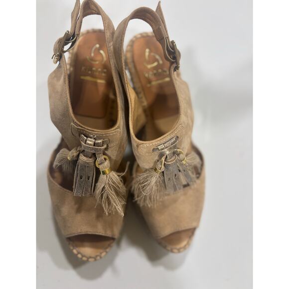 Kanna Espadrille Wedge Sandals Suede Tassel Peep Toe Beige Women’s Size 39
8.5 - Picture 3 of 6